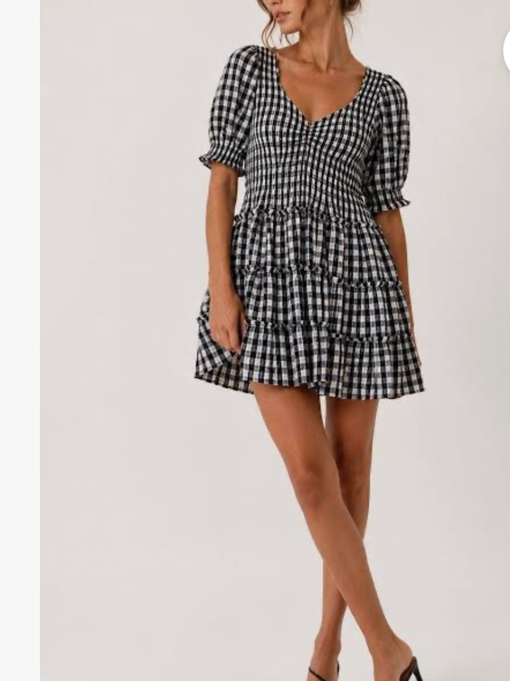 NEW💙 Caroline Constas Sabrina Smocked Mini Dress dark navy gingham $275